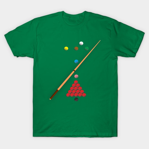 Snooker  design showing all the balls as they are on the table. T-Shirt by AJ techDesigns